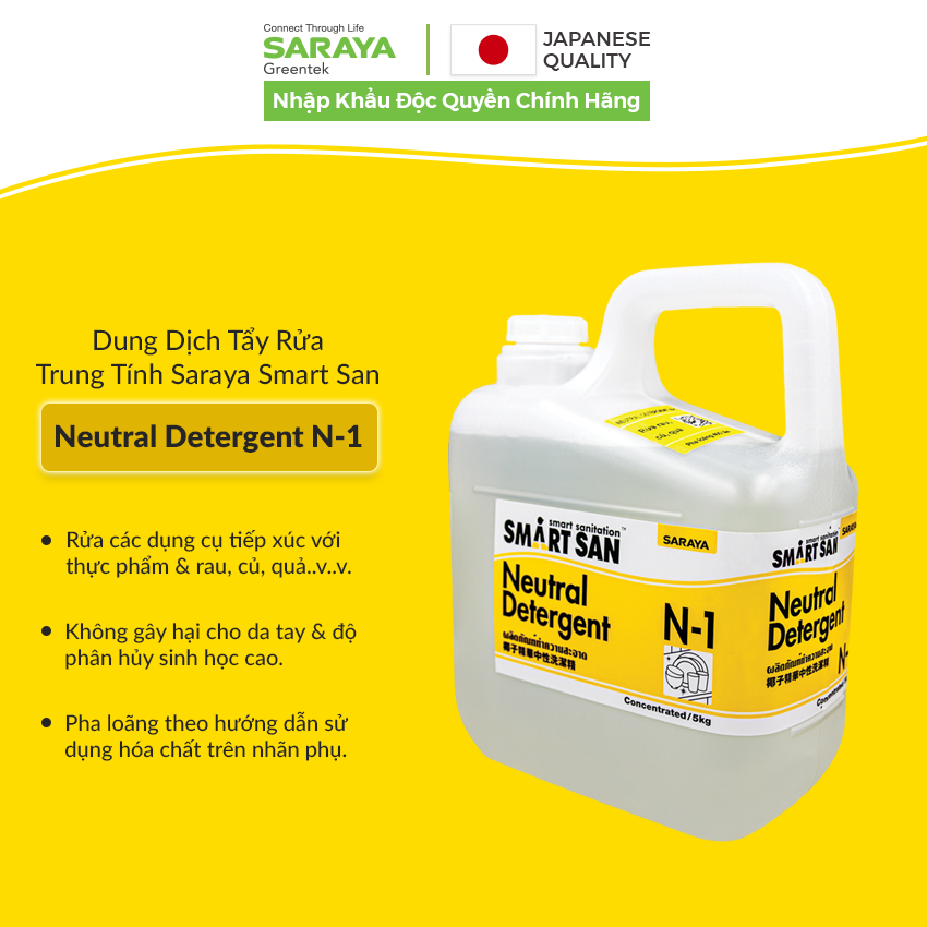 Dung dịch trung tính Saraya Neutral Detergent N-1 5kg