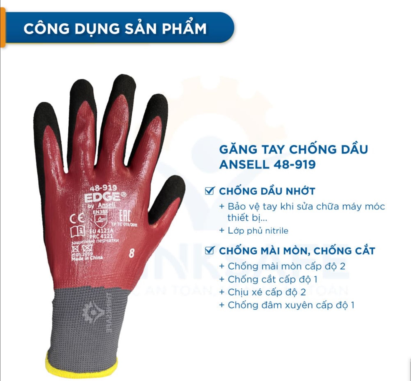 Găng tay chống cắt Ansell Edge 48-919 - China