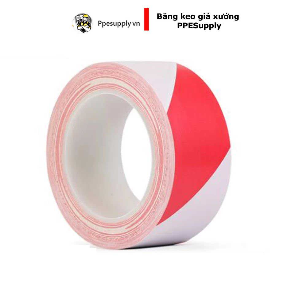 Băng Keo Dán Nền Màu Đỏ Sọc Trắng 48mm x 33m
