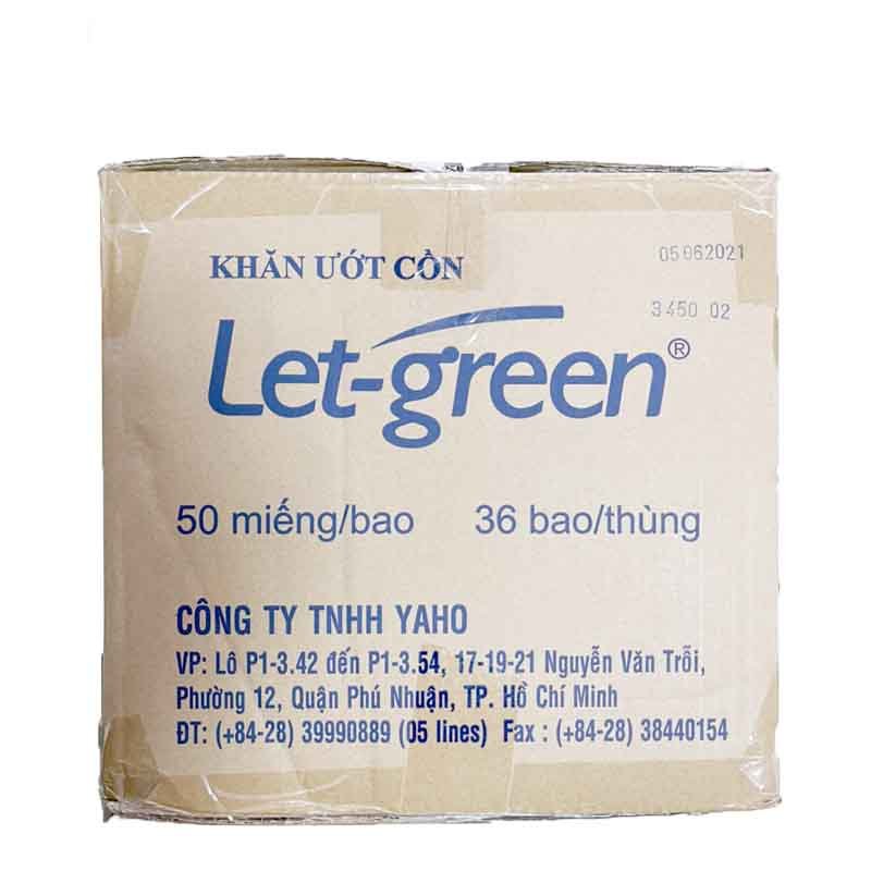 Khăn ướt cồn Let-green 50 miếng làm sạch, kháng khuẩn hiệu quả