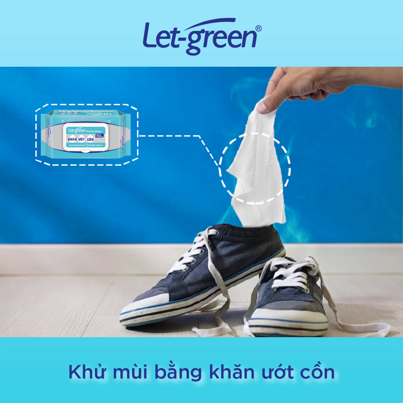 Khăn ướt cồn Let-green 50 miếng làm sạch, kháng khuẩn hiệu quả