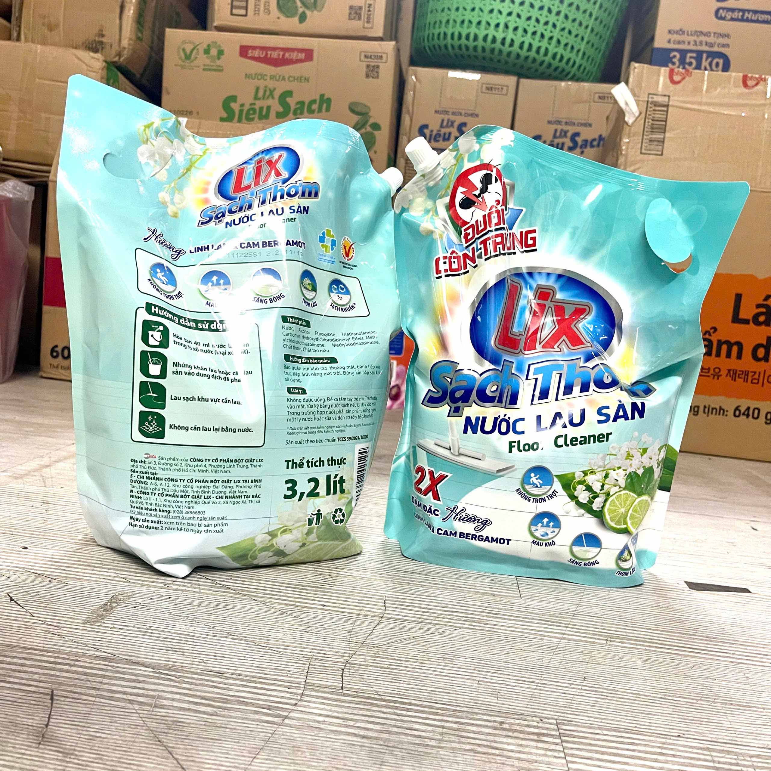 Nước Lau Sàn Lix Sạch Thơm Hương Linh Lan & Cam Bergamot, đuổi côn trùng