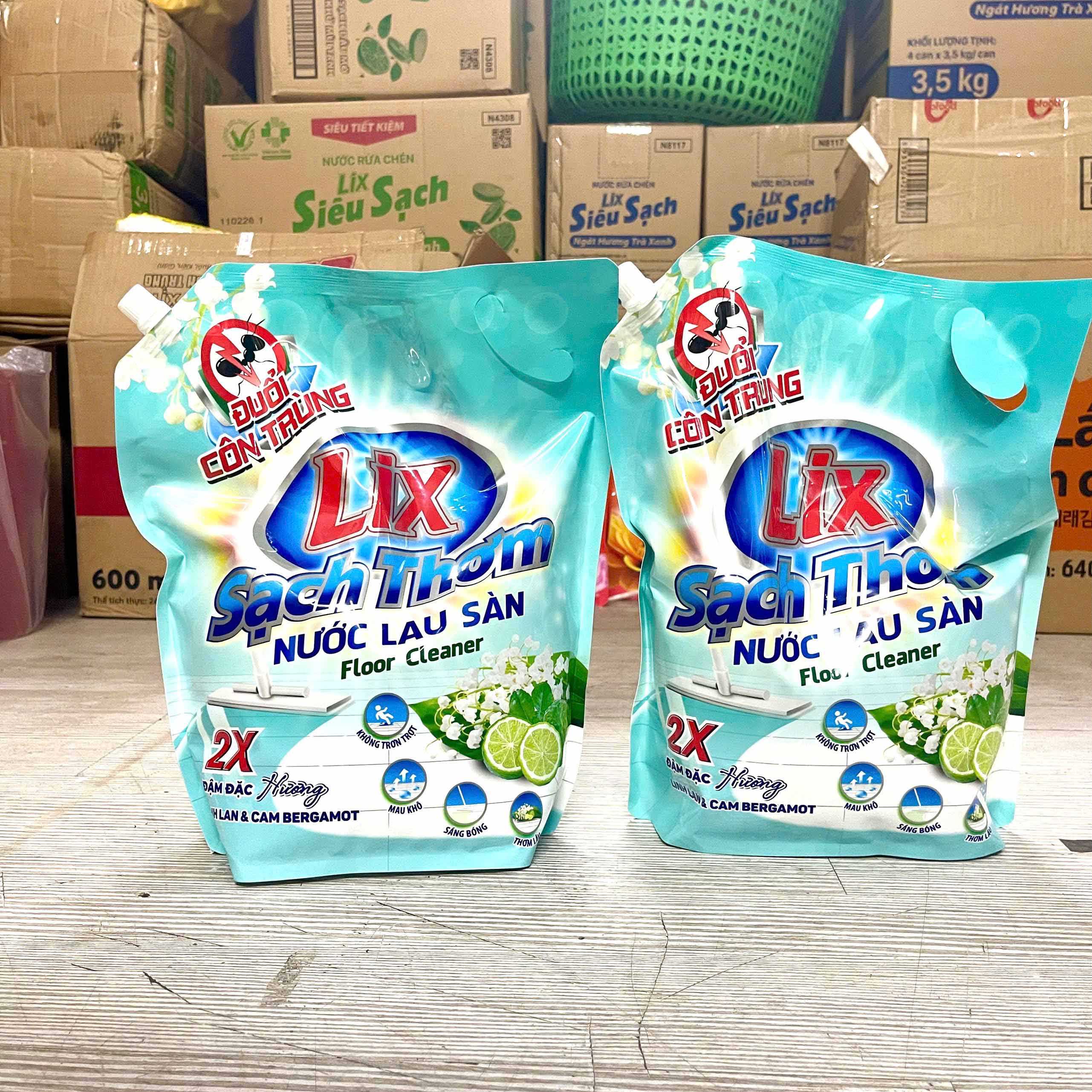 Nước Lau Sàn Lix Sạch Thơm Hương Linh Lan & Cam Bergamot, đuổi côn trùng