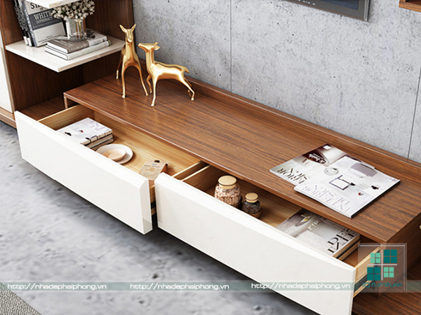 kệ tivi kết hợp kệ trang trí treo tường