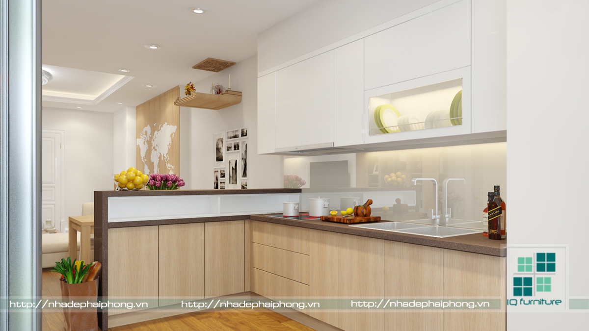 thiết kế nội thất phòng bếp chung cư hải phòng
