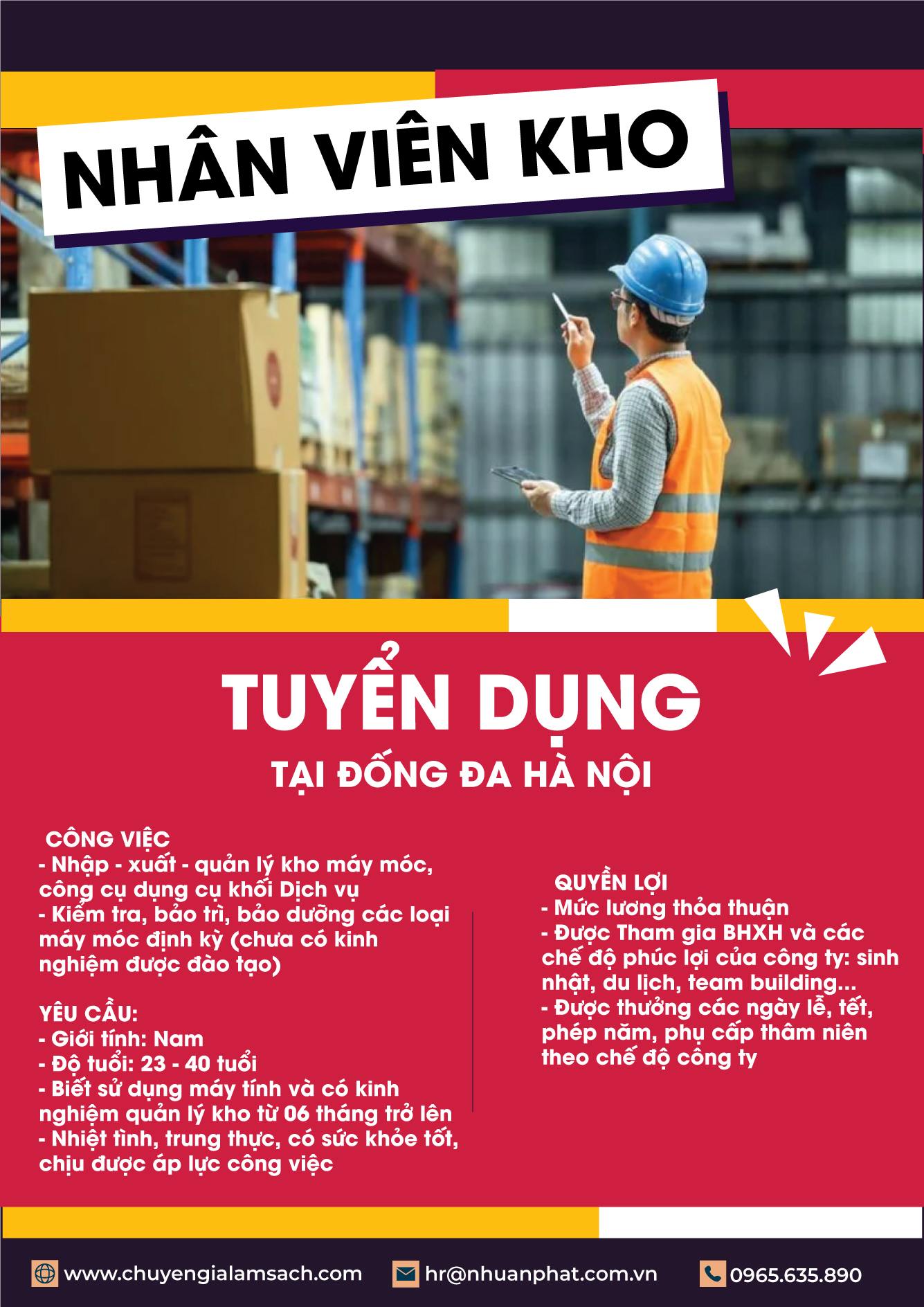TUYỂN DỤNG: NHÂN VIÊN KHO - ĐÓNG HÀNG