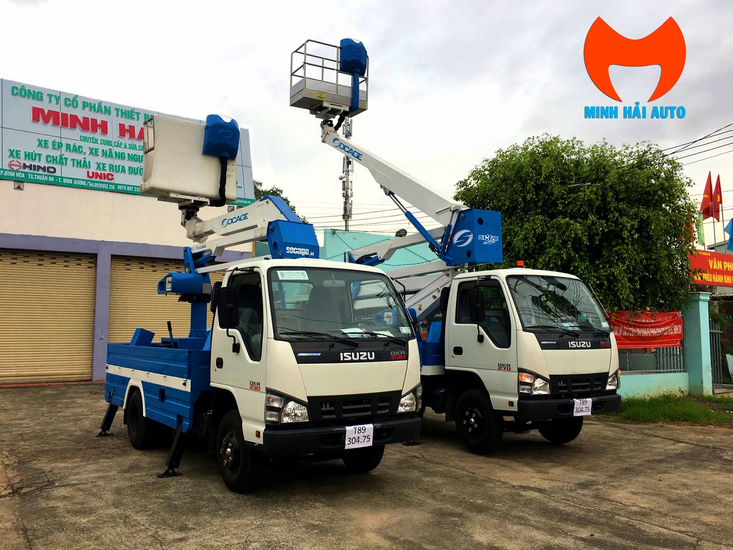 xe bán tải nâng người 14M sửa chữa điện Isuzu - Ô tô nâng người sửa chữa điện 14m