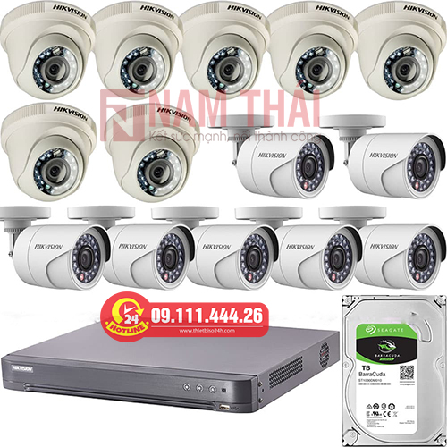 Lắp đặt trọn bộ 14 camera giám sát 1.0M Hikvision - nam thái