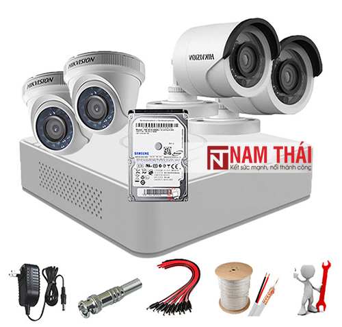 Lắp đặt trọn bộ 2 camera giám sát 1.0M Hikvision - nam thái