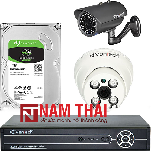 Lắp đặt trọn bộ 2 camera giám sát 1.0M Vantech - nam thái