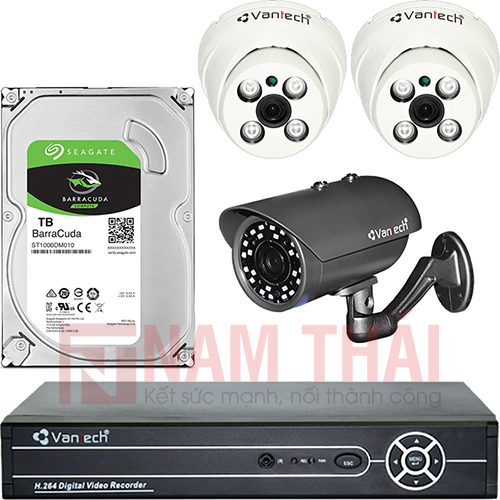 Lắp đặt trọn bộ 3 camera giám sát 1.0M Vantech - nam thái