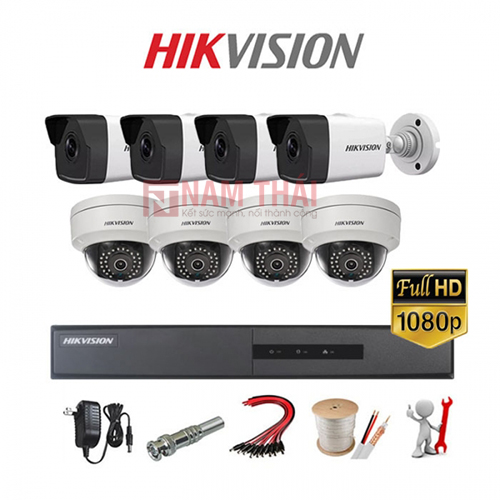 Lắp Đặt Trọn Bộ 8 Camera IP Giám Sát 1.0M Hikvision - nam thái