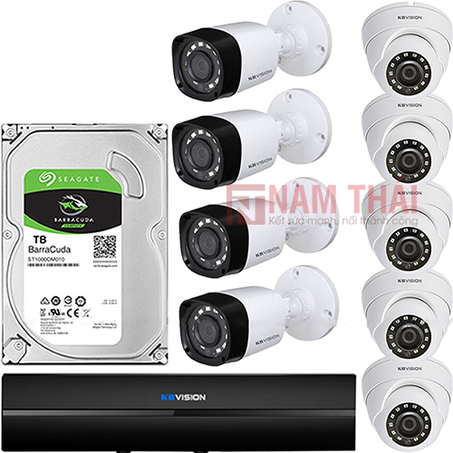 Lắp đặt trọn bộ 9 camera giám sát 1.0M Kbvision - nam thái