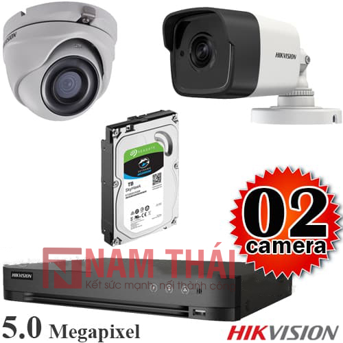 Lắp đặt trọn bộ 2 camera giám sát 5.0MP siêu nét Hikvision - nam thái  