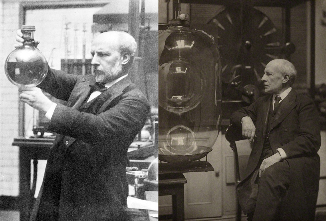 Hình: Sir James Dewar (1842–1923) và bình giữ lạnh hóa chất