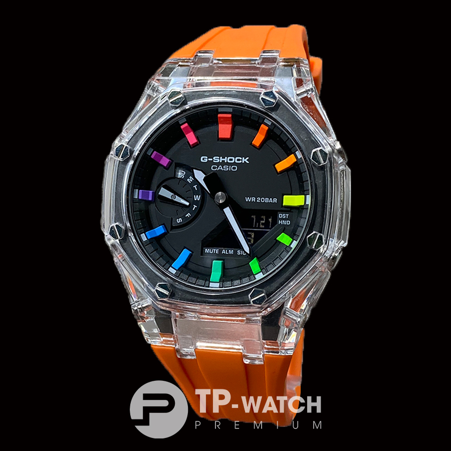 g shock skeleton orange