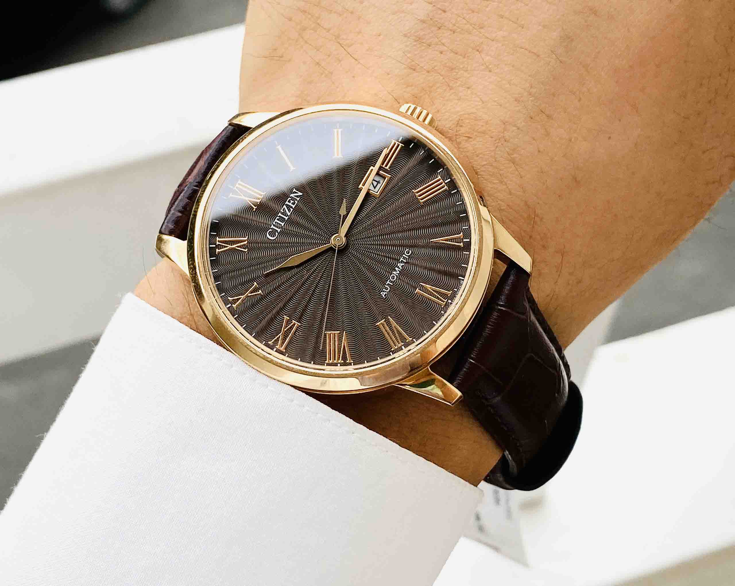 シチズン　NJ0082-11W Đồng Hồ Nam Dây Da Citizen Automatic NJ0082-11W - Kính