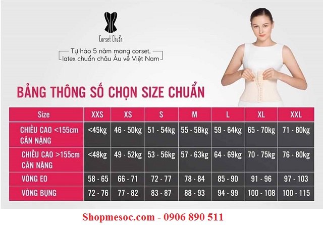 bảng size Gen nịt bụng Latex Hy Lạp