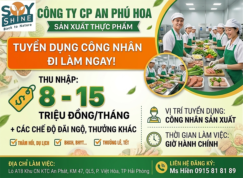 Tuyển công nhân sản xuất thực phẩm
