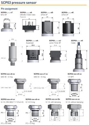 Kích thước lắp đặt cảm biến áp suất Parker SCP03-400-24-06 