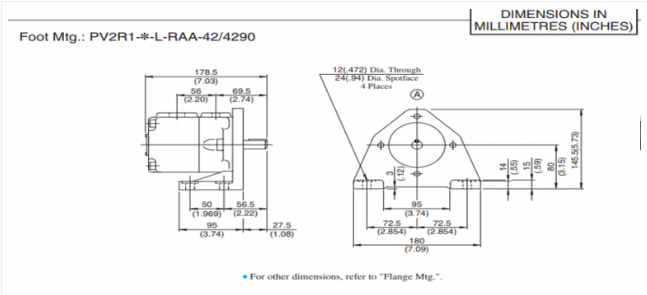 Kích thước lắp đặt bơm cánh gạt PV2R1-17-F-RAA-42 Yuken 