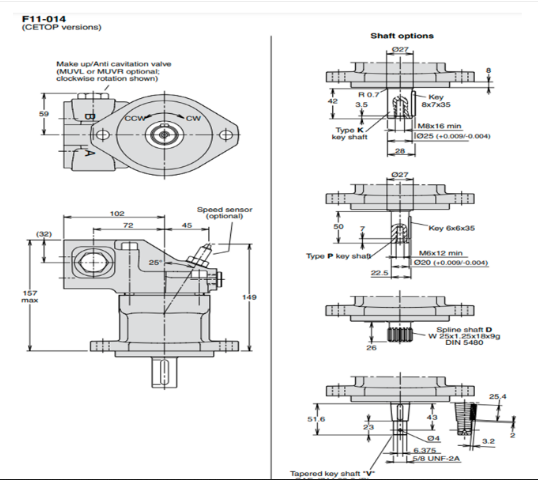kich-thuoc-lap-dat- motor-thuy lực piston Parker F11-014-QB-CV-K-000-0000-P0