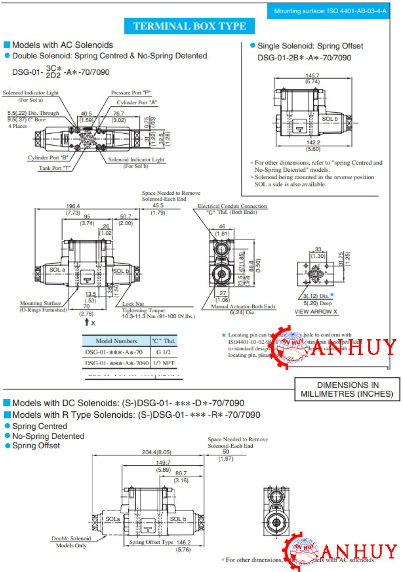 Kích thước lắp đặt van điều khiển điện Yuken DSG-01-2B2-A240/D24 