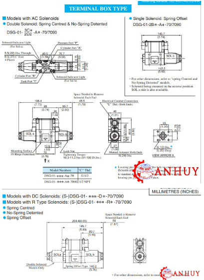 Kích thước lắp đặt van phân phối điều khiển điện Yuken DSG-01-2B3-A240/D24