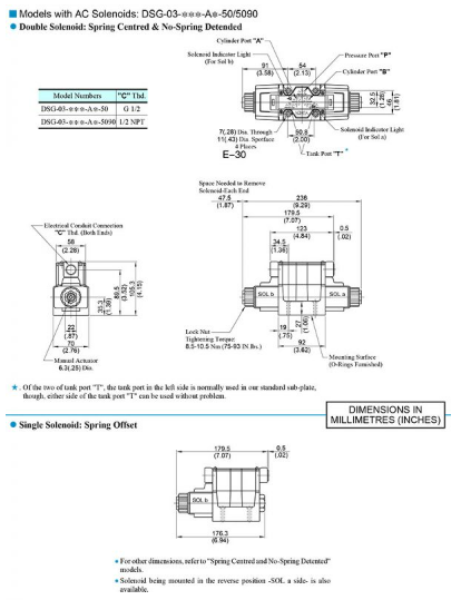  Bảng vẽ kích thước van DSG-03-3C2-A240-50 Yuci Yuken