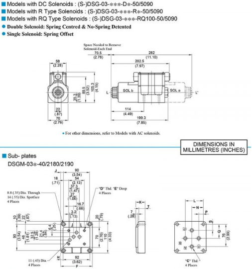 Bản vẽ kích thước van DSG-03-3C3-A240-50 Yuci Yuken