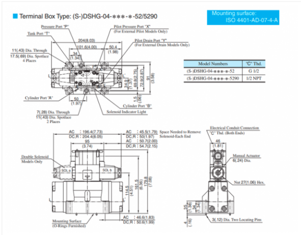 Kích thước lắp đặt van 2 tầng Yuci Yuken DSHG-04-3C4-A240/D24