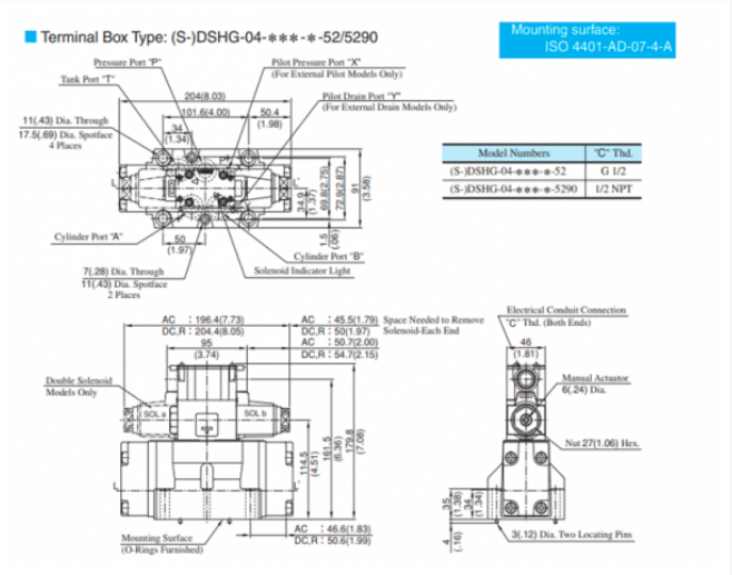 Kích thước lắp đặt van 2 tầng Yuci Yuken DSHG -04-3C60-A240/D24