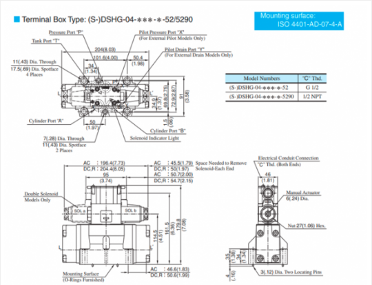 Kích thước lắp đặt van 2 tầng Yuci Yuken DSHG-04-3C10-T-A100-51 