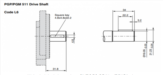 Kích thước lắp đặt bơm bánh răng vỏ nhôm hãng Parker PGP511A0310CL6H2ND6D5B1B1 P/N 3349111544