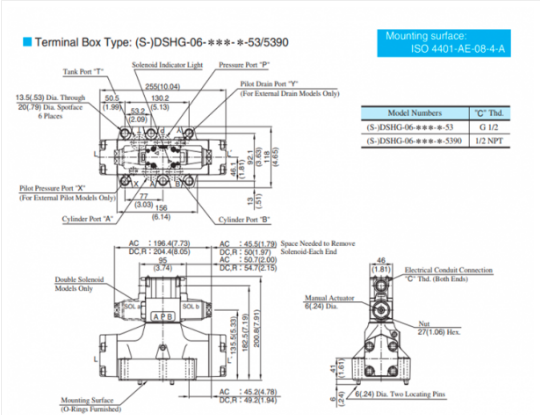 Kích thước lắp đặt van điều khiển Yuci Yuken DSHG-06-3C12-T-A100-51