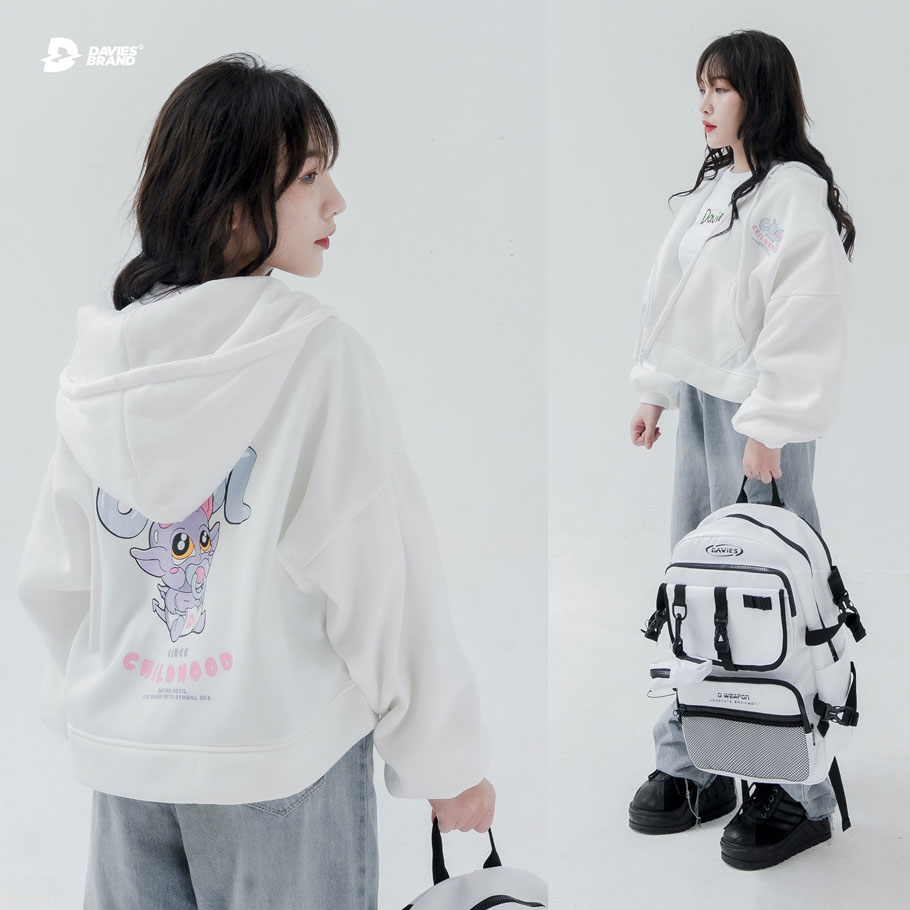 áo khoác hoodie local brand nữ trắng