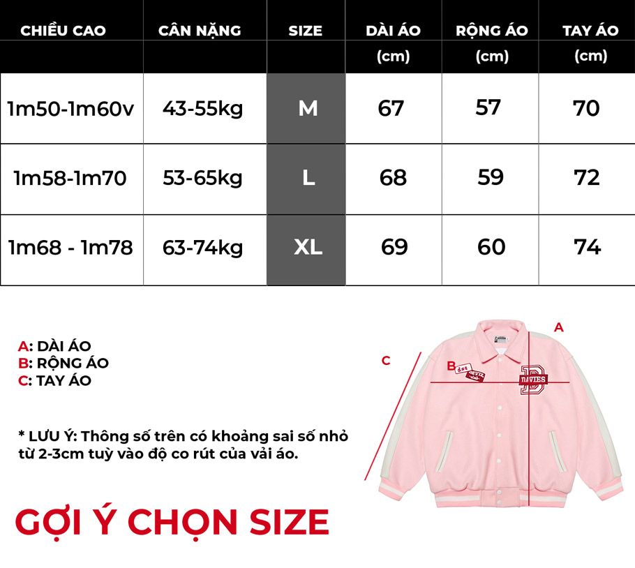 áo varsity jacket local brand màu hồng nữ