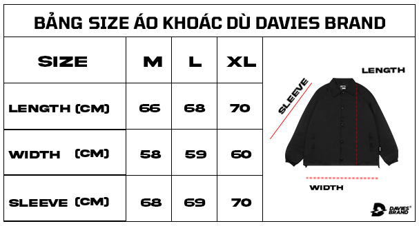 bảng size áo khoác nữ