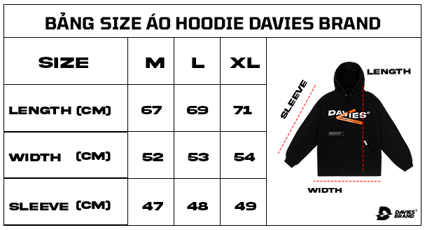 bảng size áo hoodie nam