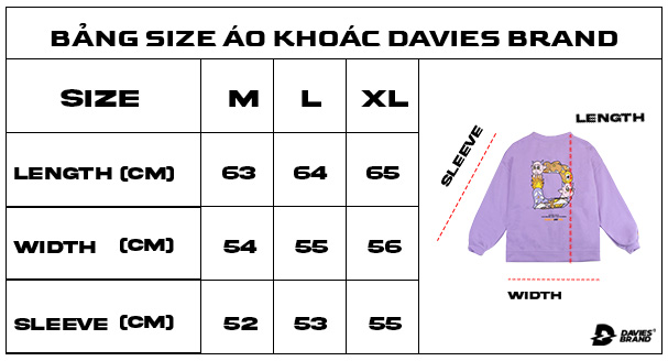 bảng size áo khoác local brand nữ