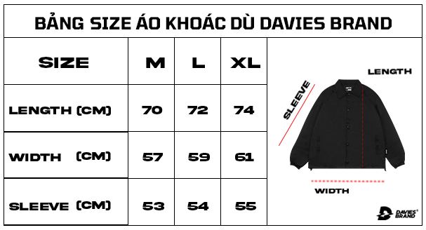 bảng size áo khoác local brand reboot