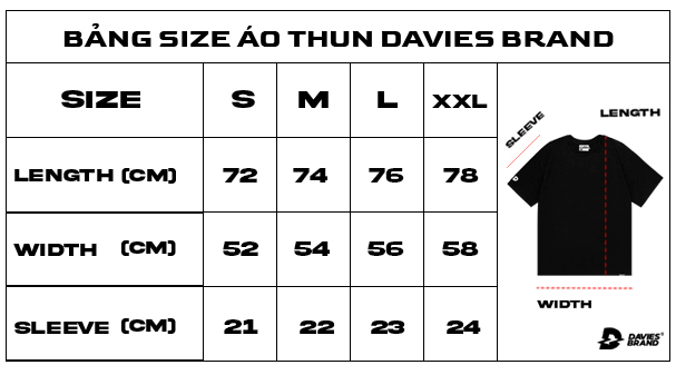 bảng size áo thun local brand form rộng 
