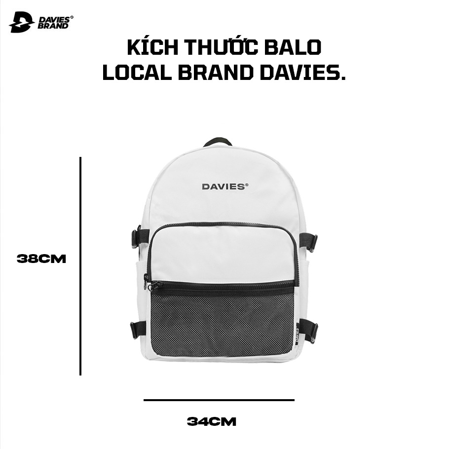 Balo Local Brand Davies - White Mini Original Backpack. Davies Brand ®