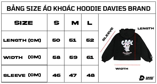 bảng size áo khoác croptop local brand nữ