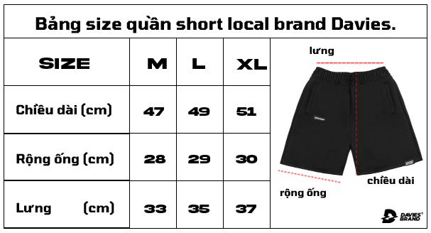 quần short local brand size chuẩn