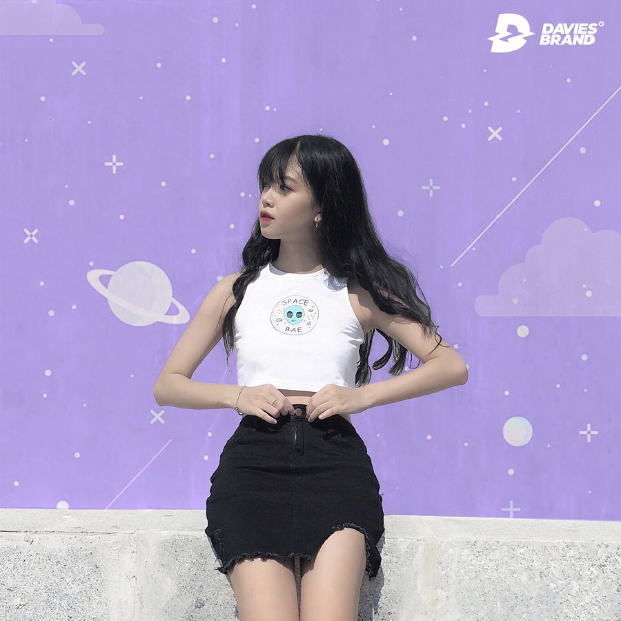 DSS Croptop Space Bae-White