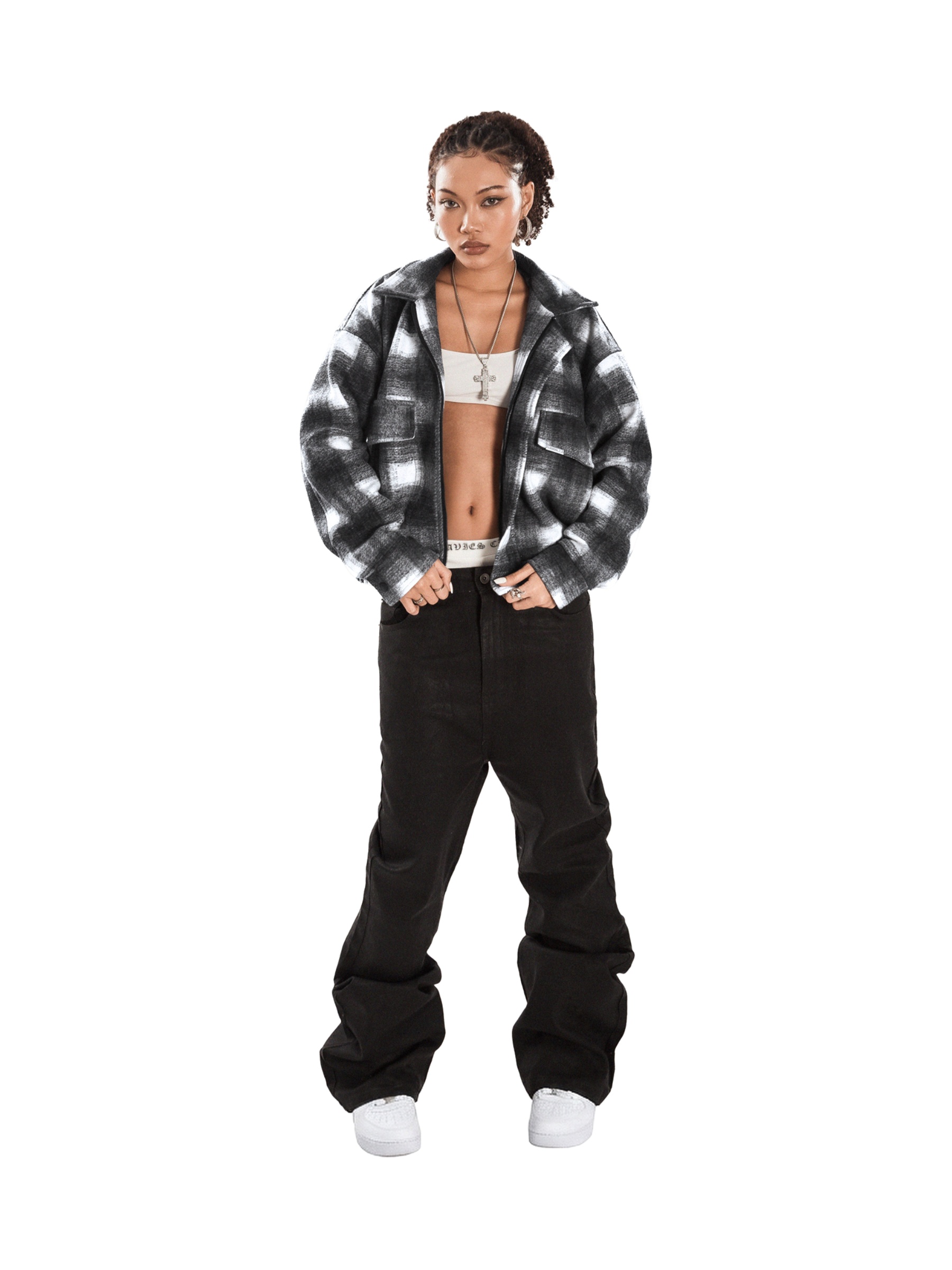 DSW Crop Bomber Jacket Classy - Caro xám đen