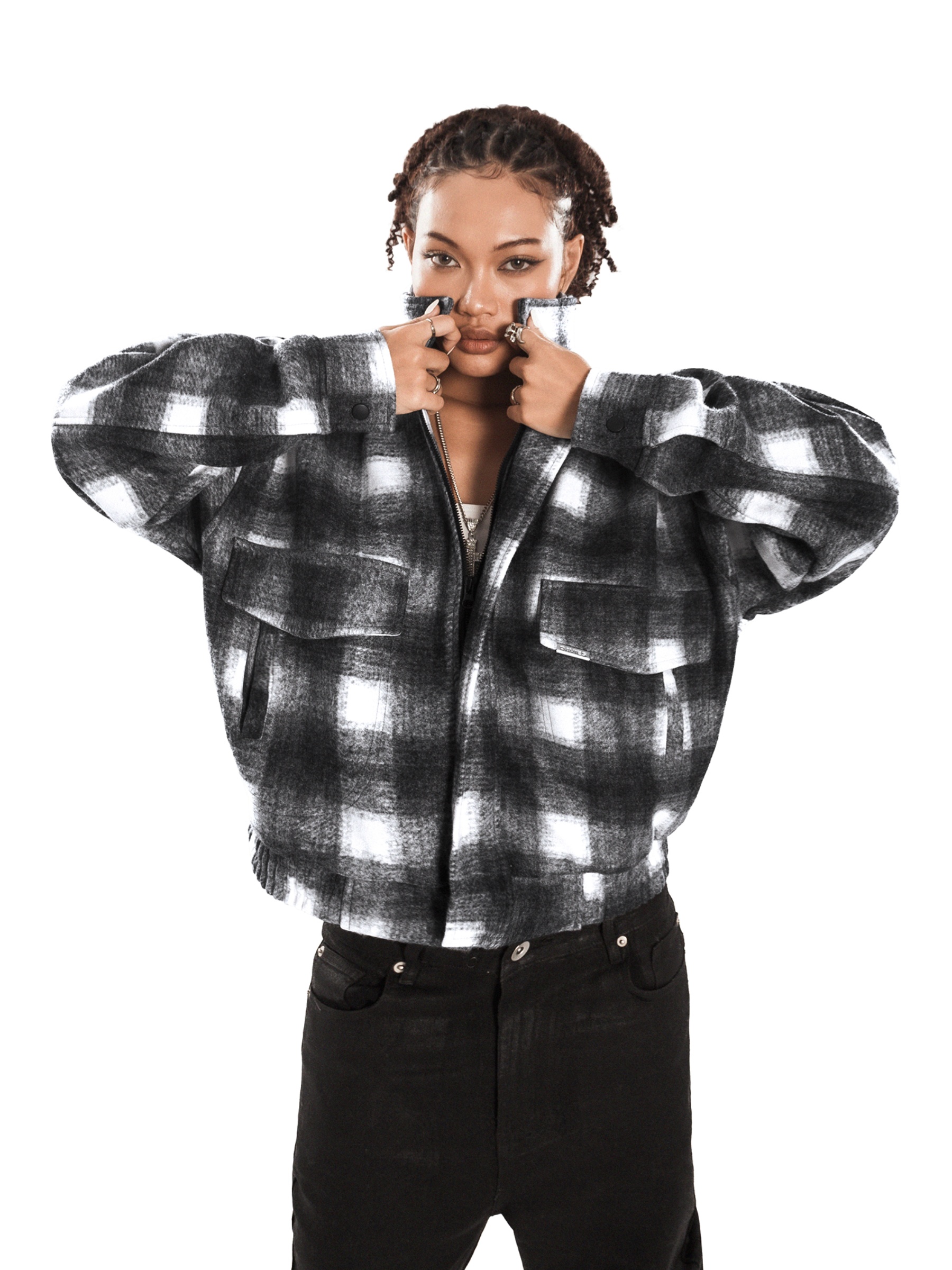 DSW Crop Bomber Jacket Classy - Caro xám đen