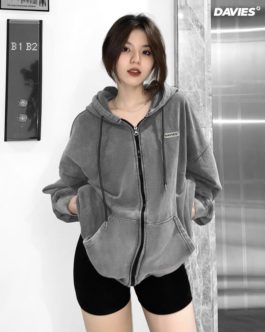 DSW Hoodie Zip Wash Emboss