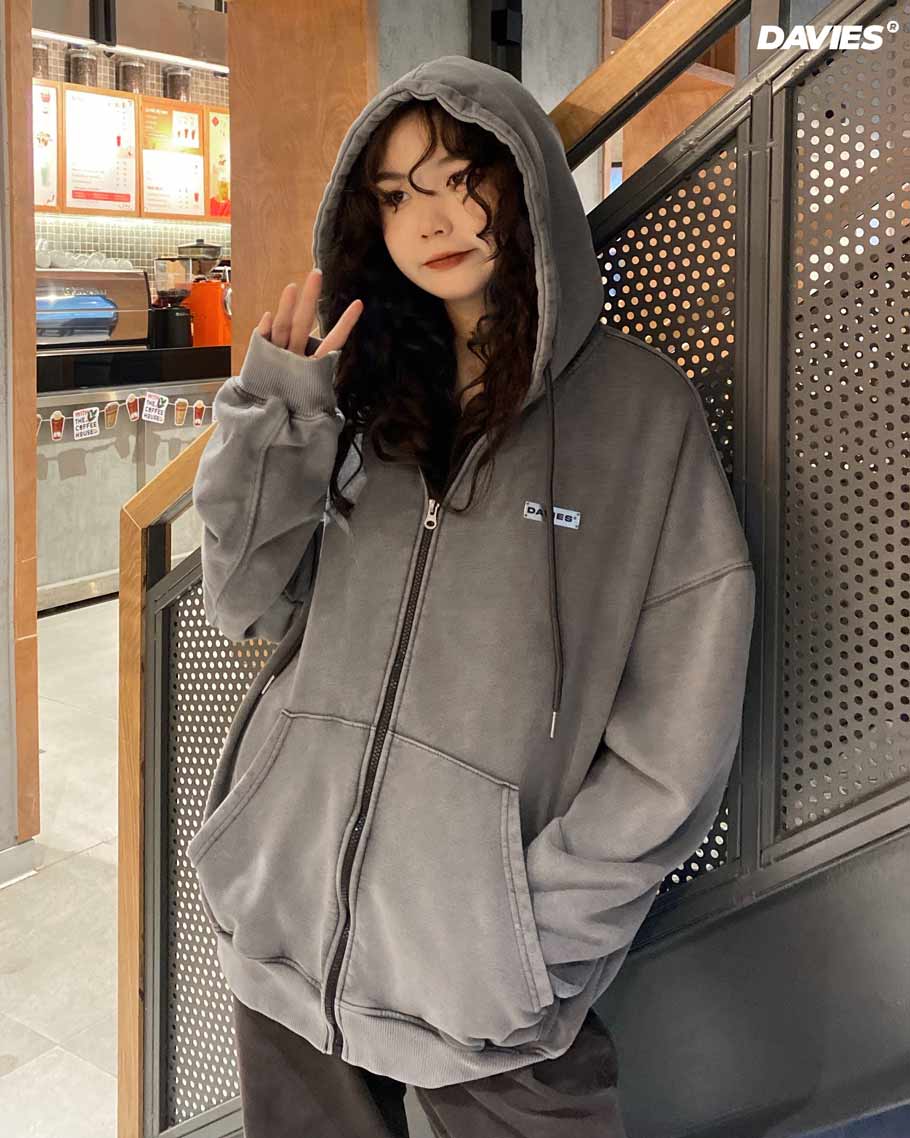 DSW Hoodie Zip Wash Emboss